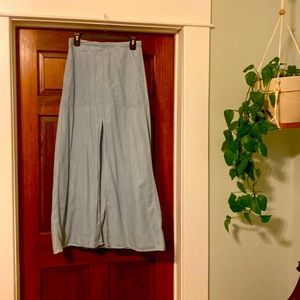 BCBG Chambray denim maxi skirt with from slit